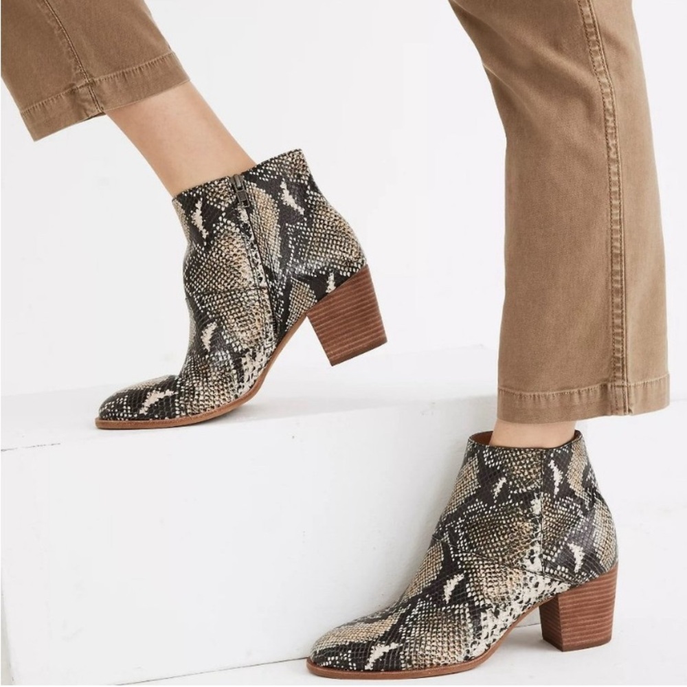Madewell The Rosie Ankle Boot in Moonstone Multi Snake 8.5